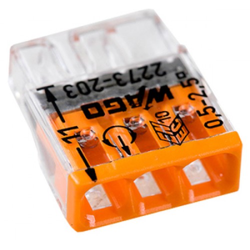  Клемма 3-х проводная 0,08-2,5/4мм² 222-413 Rexant 07-5253-4