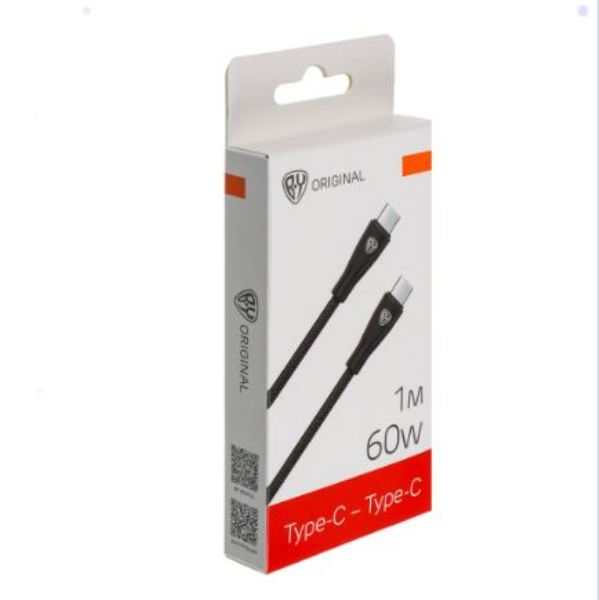  Кабель для зарядки Type-C BY Nylon Pro 60вт 1м нейлон черный 931-629