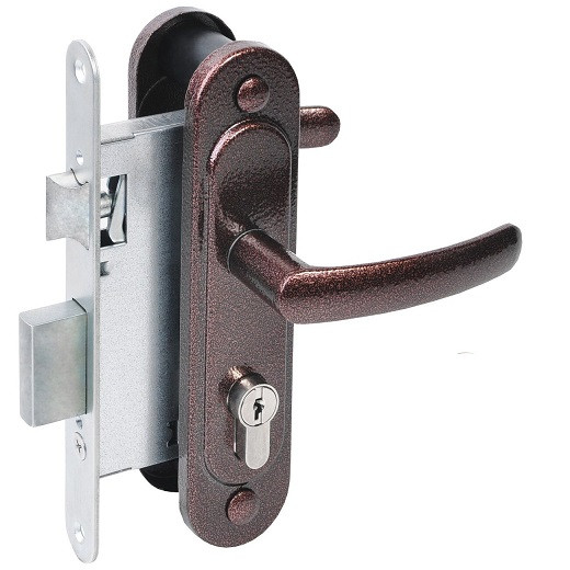  Замок врезной ЗВ4.2-08 медь антик с ручкой Абсолют 47443