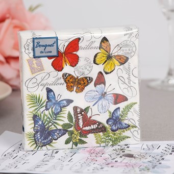  Салфетки бумажн. Bouquet de Luxe 3-х сл 25шт Бабочки 24х24см 37211
