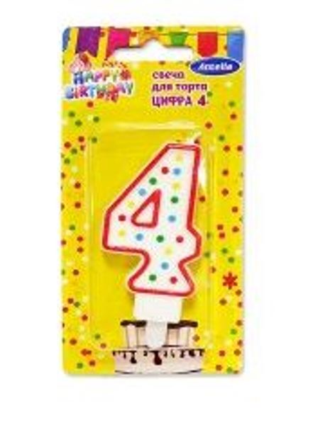  Свечи для торта 1шт Цифра 4 Антелла 28243