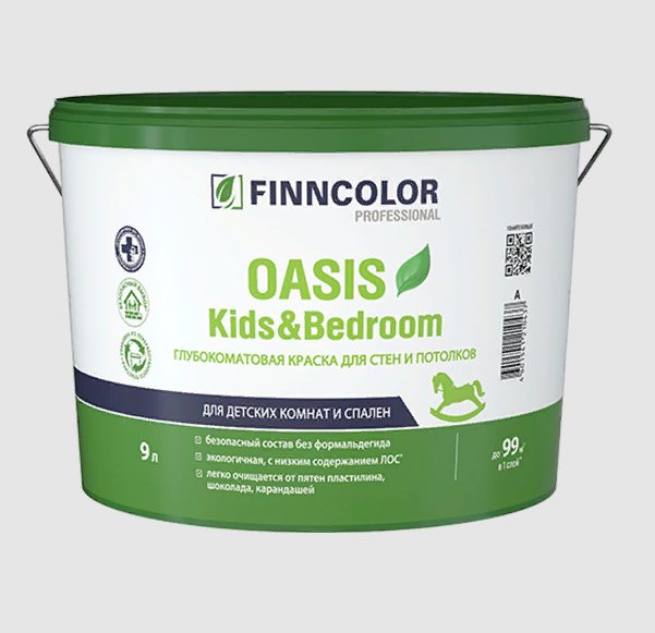  Краска в/д для спален и детских 0,9л глуб.мат Oasis Kids & Bedroom C Finncolor