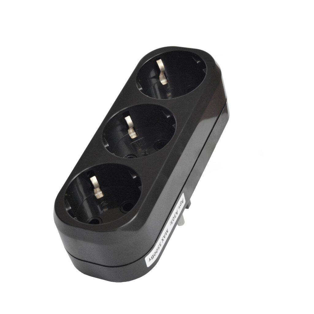  Тройник с/з 16А черный линейн 250В Универсал 1942