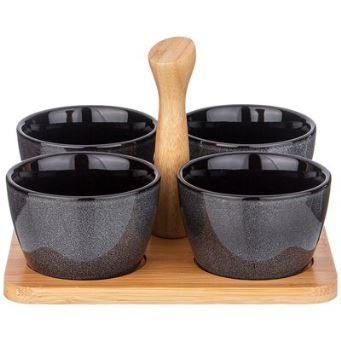  Набор соусников 4шт 175мл Графит дер.подстав 474-240 Lefard