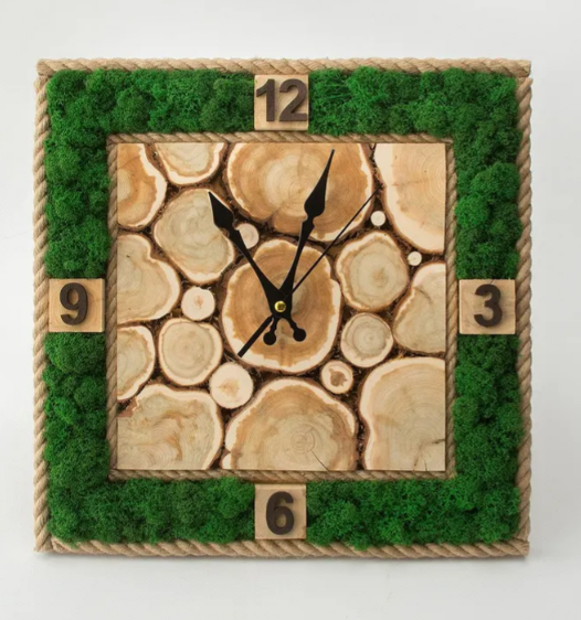  Часы 35*35см Мох Люблю баню 149267