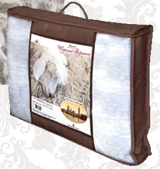  Одеяло овечья шерсть 172*205 2сп меринос в чемодане 359