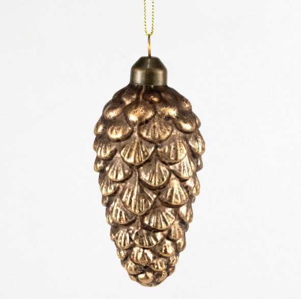  Украшение подвесное Шишка 10,5*5см стекло золотой EBE242191 Аз