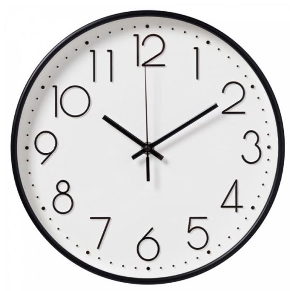  Часы настенные круг 30см белый черный Классика Рубин 3017-008