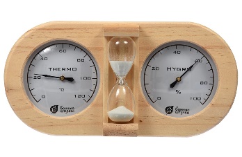  Термометр+гигрометр  Банная станция 27*13,8*7,5см +песоч.часы 18028