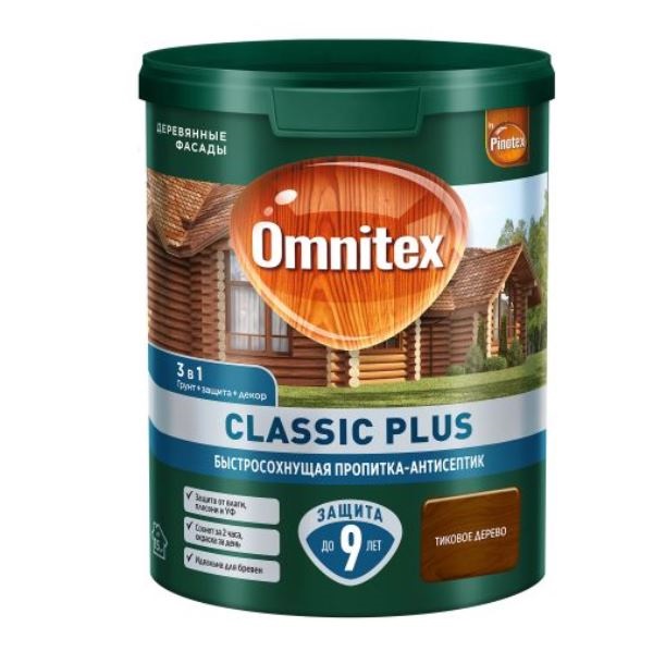  Пропитка Omnitex Classic Plus 3в1 тиковое дерево 0,9л 