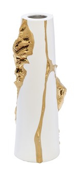  Ваза керамическая белая с золотым декором 10х9х24см GARDA DECOR