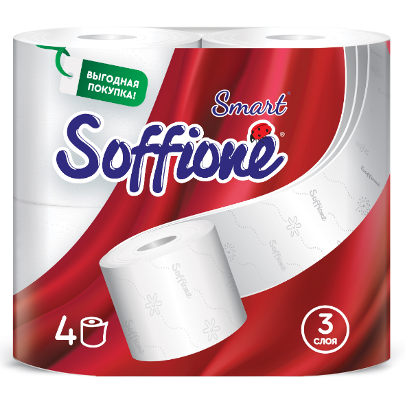  Туалетная бумага Soffione Smart R 3-х сл 4шт 