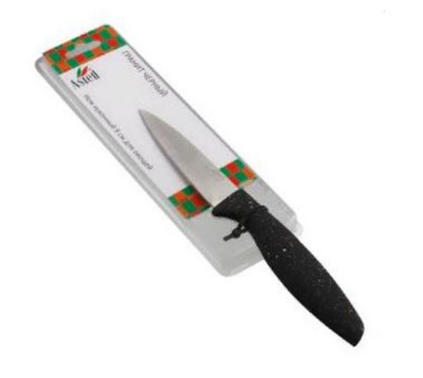  Нож кухонный 9см Гранит черный для овощей AST-004-HK-104