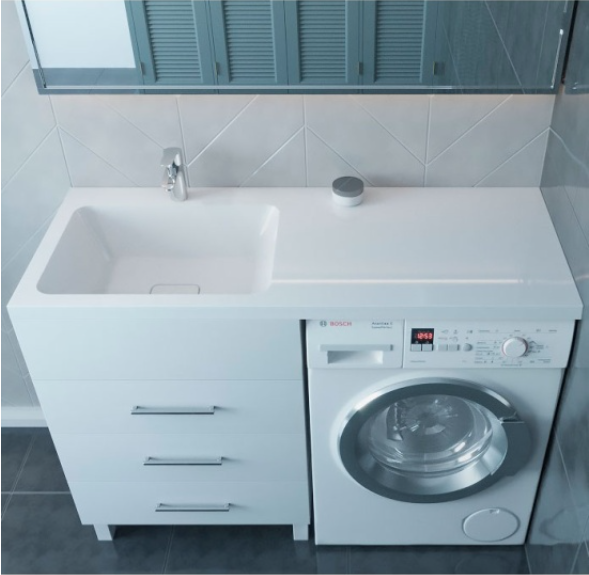  Умывальник над стирал. машиной Kamilla-120 левый б/сифона Айсберг