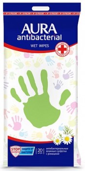  Салфетки влажные Aura 20шт Derma Protect Ромашка  10362