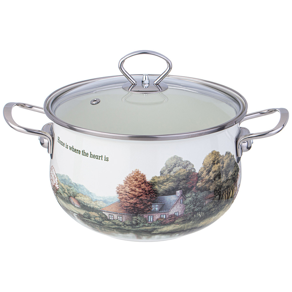  Кастрюля эмалир. 3,8л со стекл.кр 943-068 Agness