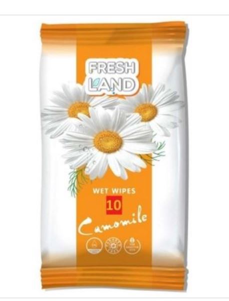  Салфетки влажные 10шт гигиенические РОМАШКА 50395 FreshLAND