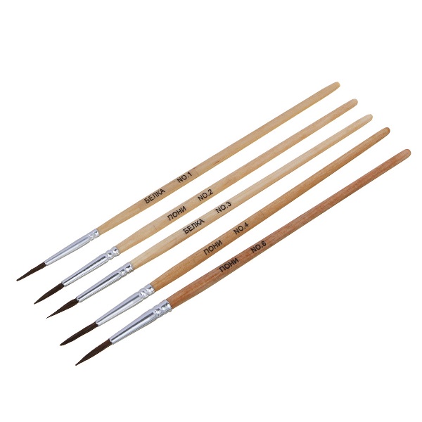  Набор кистей 5шт белка №1,3 пони№2,4,6