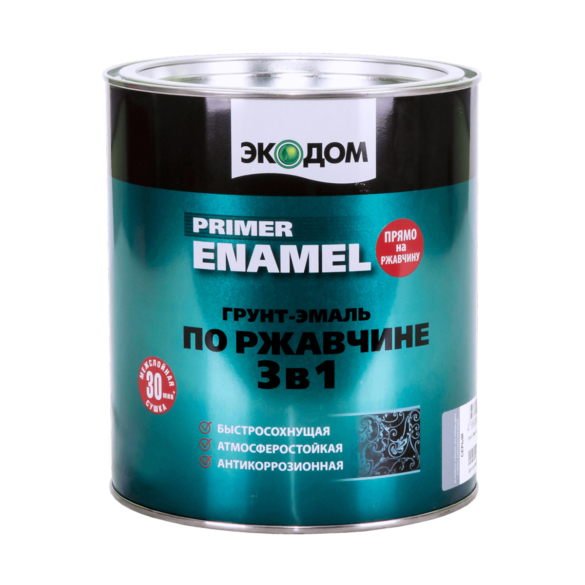  Грунт-эмаль по ржавчине 3в1 белая 2,2кг ЭкоДом арт.65066 Рогнеда