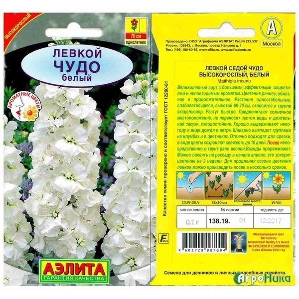  Левкой Чудо белый высокорос цв. Аэлита