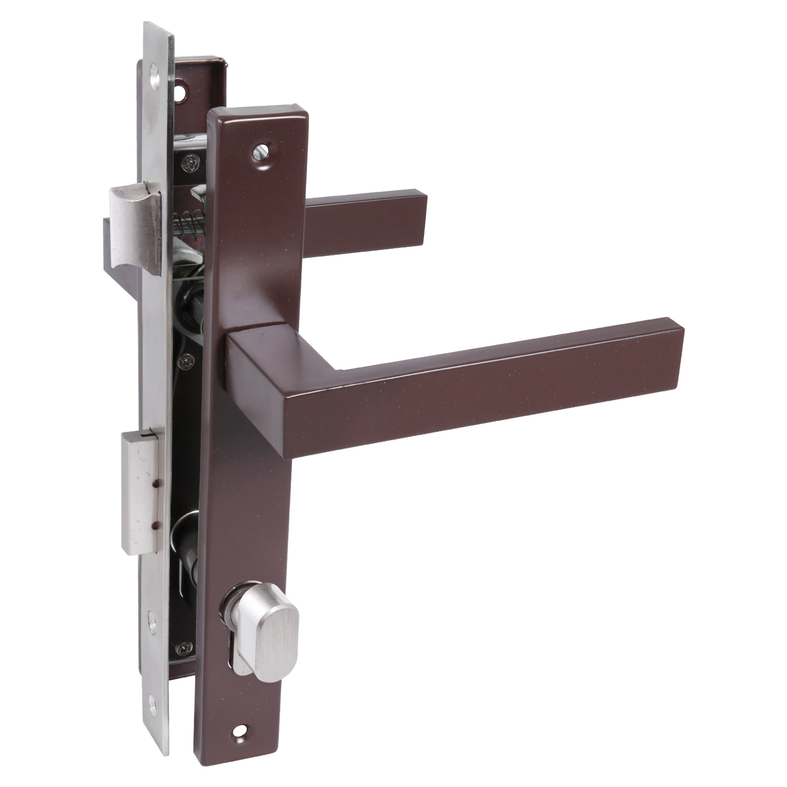  Замок врезной 8520.02.8017 коричневый с ручками ключ/вертушка д/узкопрофил.дверей СТАНДАРТ 17663