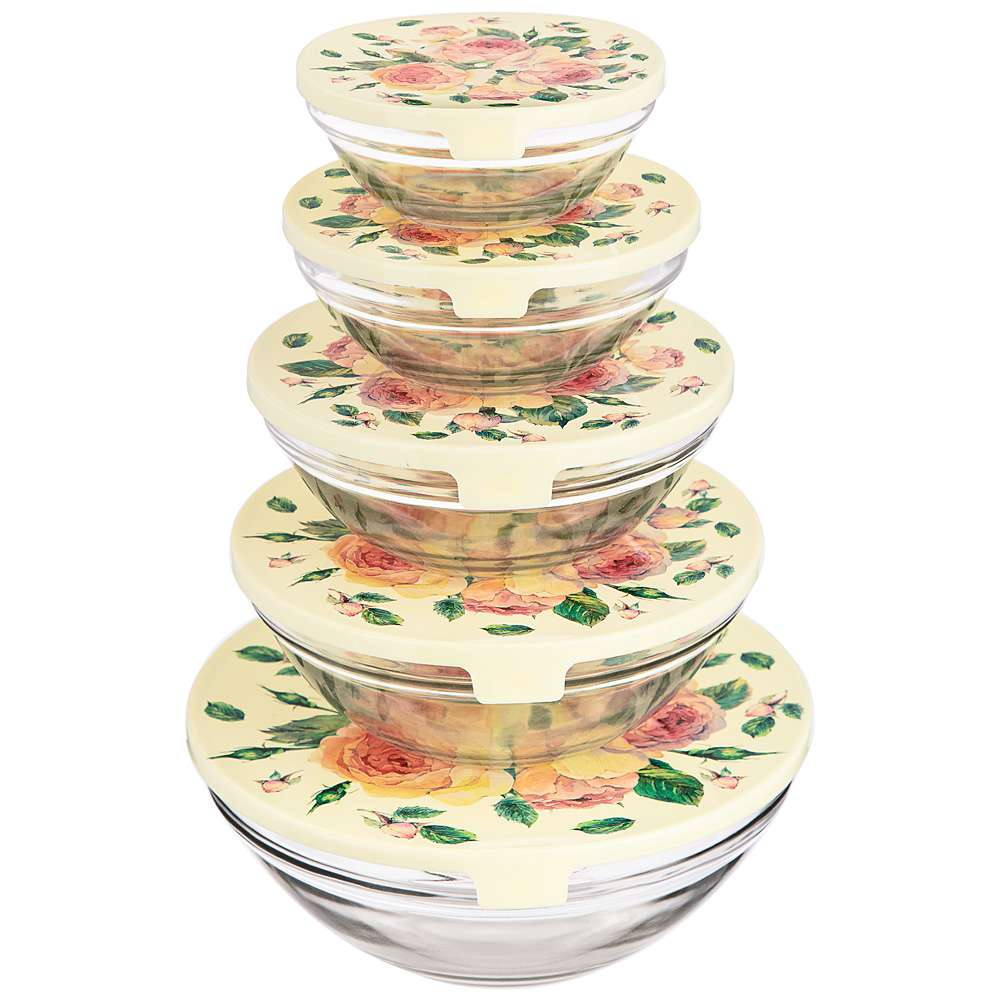  Набор миски с крышкой 10пр Agness Пионы 887-119 