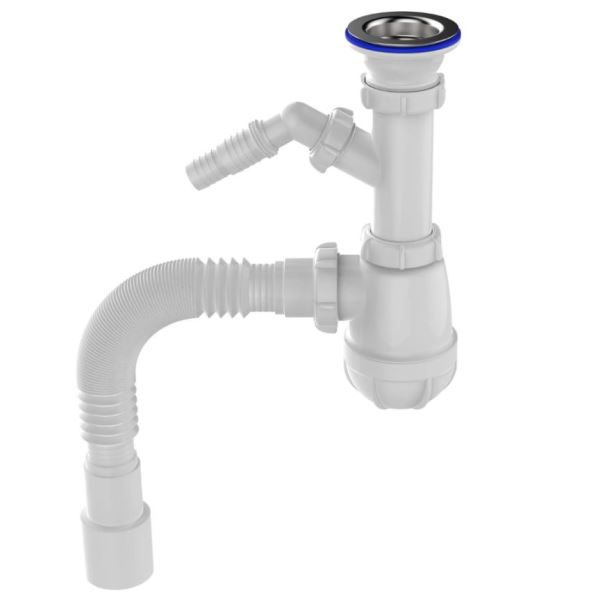  Сифон для раковины/мойки 1 1/2*40 Aquant B1025 отвод д/стирал.маш.+гофра 40*40/50 007501