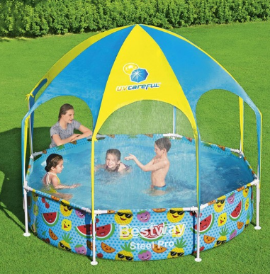  Бассейн каркасный 244х51см Bestway с навес. 56432 2809237 Steel Pro