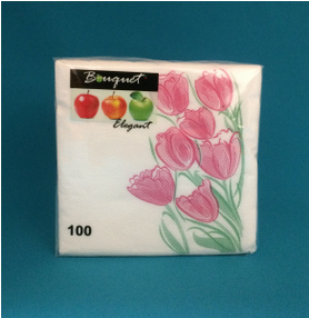  Салфетки бумажн. Bouquet Elegant 1-но сл 100шт Роз.тюльпаны 57379