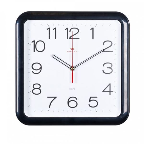  Часы настенные квадрат 29*29см черный Классика Рубин 7667 В