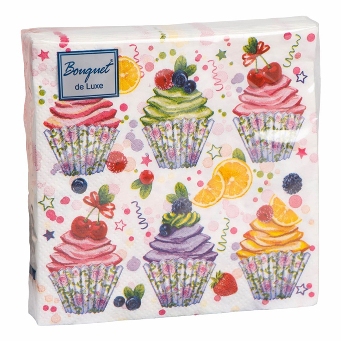  Салфетки бумажн. Bouquet de Luxe 3-х сл 25шт Сладк.пирожн 24*24см 37100