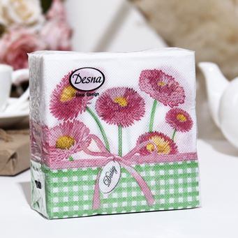  Салфетки бумажн. Desna Design 1-но сл 40шт 24*24 Маргаритки на зел 57584