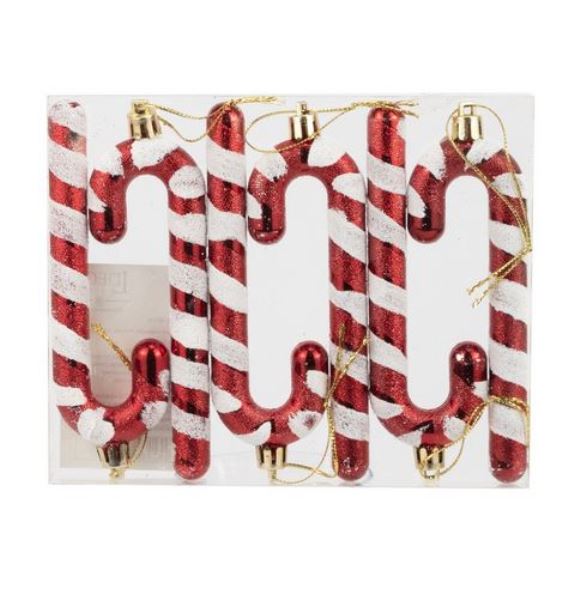  Набор украшений конфеты 6шт пластик 11,5х4см красный MT24QJHB-467-R Аз