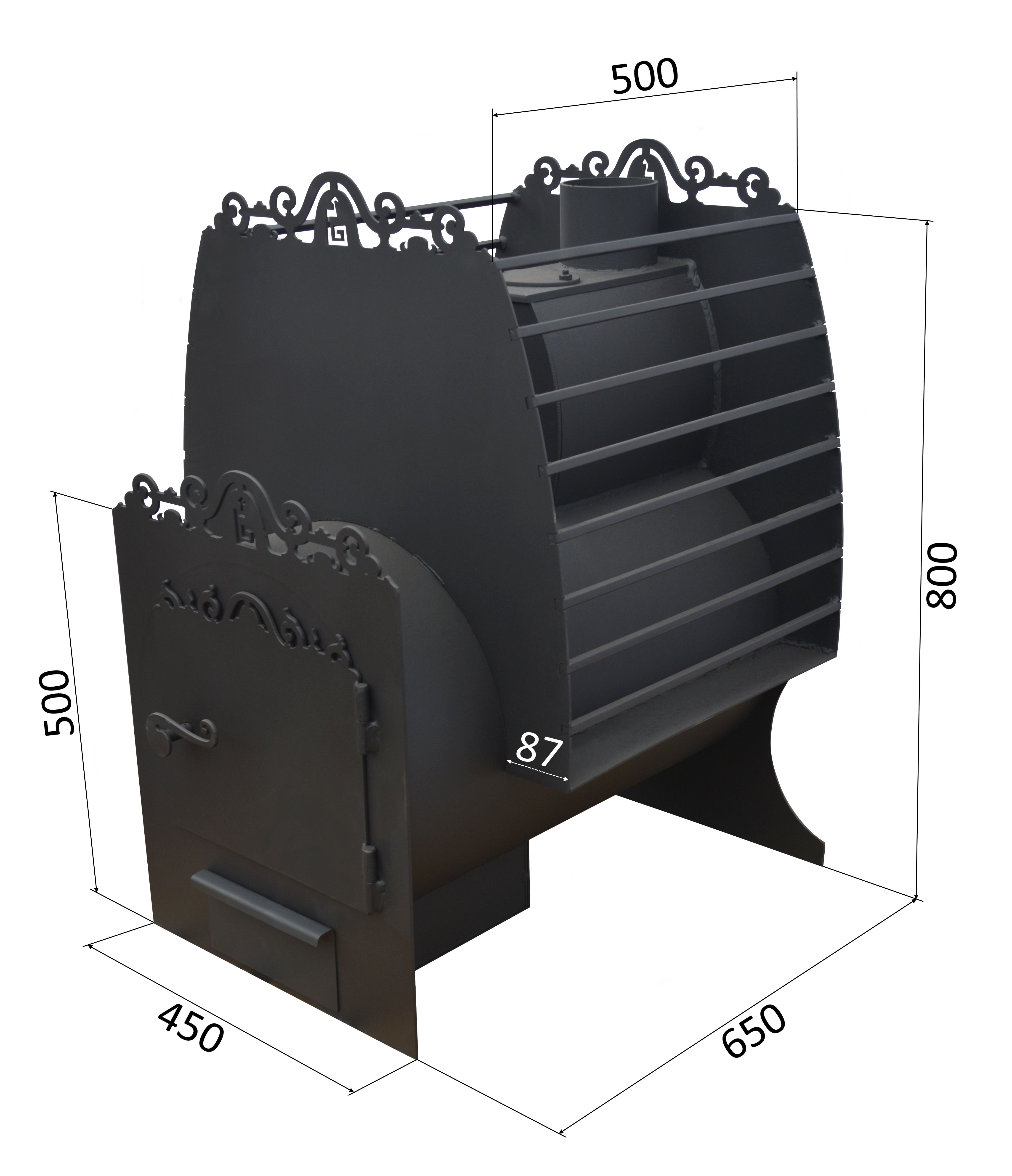  Печь банная Финка в решетке 8мм до 16м3 б/бака 800*650*450 