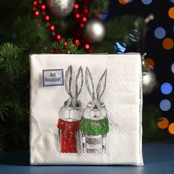  Салфетки бумажн. Art Bouquet 2-х сл 30шт Кролики 20х20см 57563