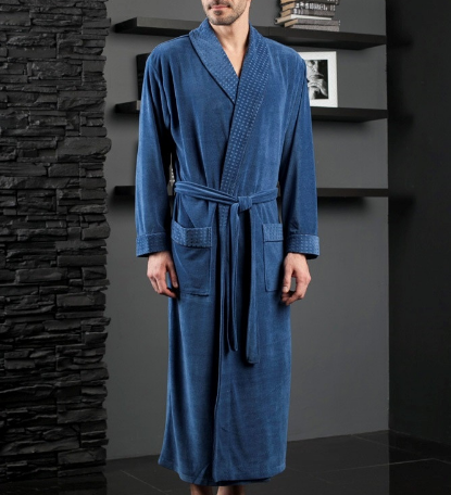  Халат мужской р.4XL Lawrence бамбук 450/8 синий