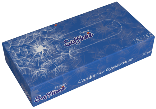  Салфетки бумажн Soffione 3-слойные 70шт белые без аромата