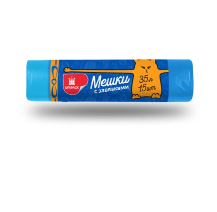  Мешки для мусора 35л 15шт ПВД с завязками синие М32929 (20)