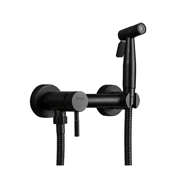  Смеситель с гигенич. душем черный R7503-6 Frud