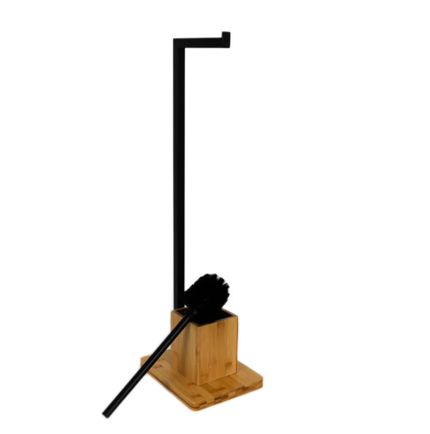  Держатель-стойка 22х16х70см. для туалетной бумаги с ёршиком, бамбук 13212