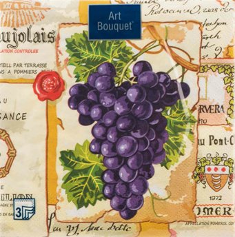  Салфетки бумажн. Art Bouquet 3-х сл 20шт Виноград 33*33см 37448