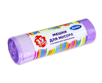 Мешки для мусора HD-LDPE 35л 15шт с ручк фиолет 24719 Антелла