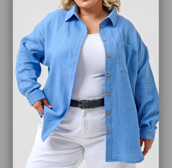  Рубашка жен. Муслин р.46 васильковый 2315-Мус