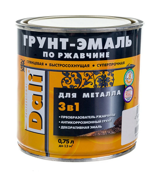  Грунт-эмаль по ржавчине 3в1 серый графит 0,75л DALI арт.20536 Рогнеда