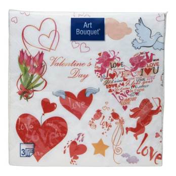 Салфетки бумажные 3-х слойные 33х33см 20шт ЛЮБОВНОЕ ПОСЛАНИЕ Арт Букет