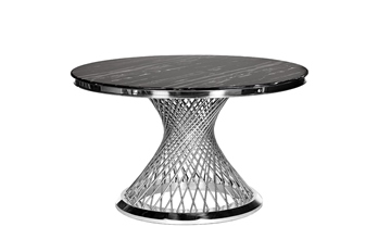  Стол обед иск.мрам Неро Аликанто (Nero Alicanto) хром d120х75 GARDA DECOR