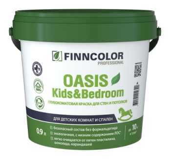  Краска в/д д/спален и детских 0,9л глуб.мат Oasis Kids & Bedroom C Finncolor