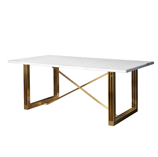  Стол обеденный 200*100*76  белый/браш золото 30F-14780 GARDA DECOR