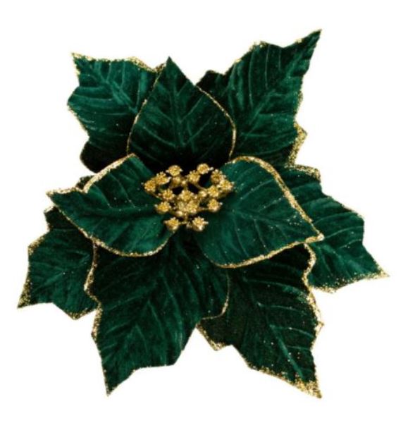  Пуансетия искусственная на прищепке 28см зеленый TG22C046/GR Аз