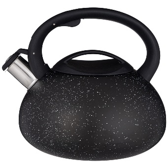  Чайник 3,0 л со свистком Черный Мрамор 907-080 Agness